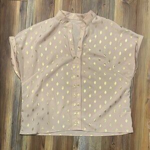 SHEIN Peach and Gold Boxy Mandarin Collar Blouse